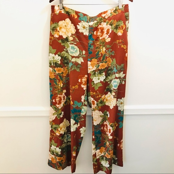 Chicos Floral Palazzo Pants 2.5R 14 wide leg - Picture 1 of 6